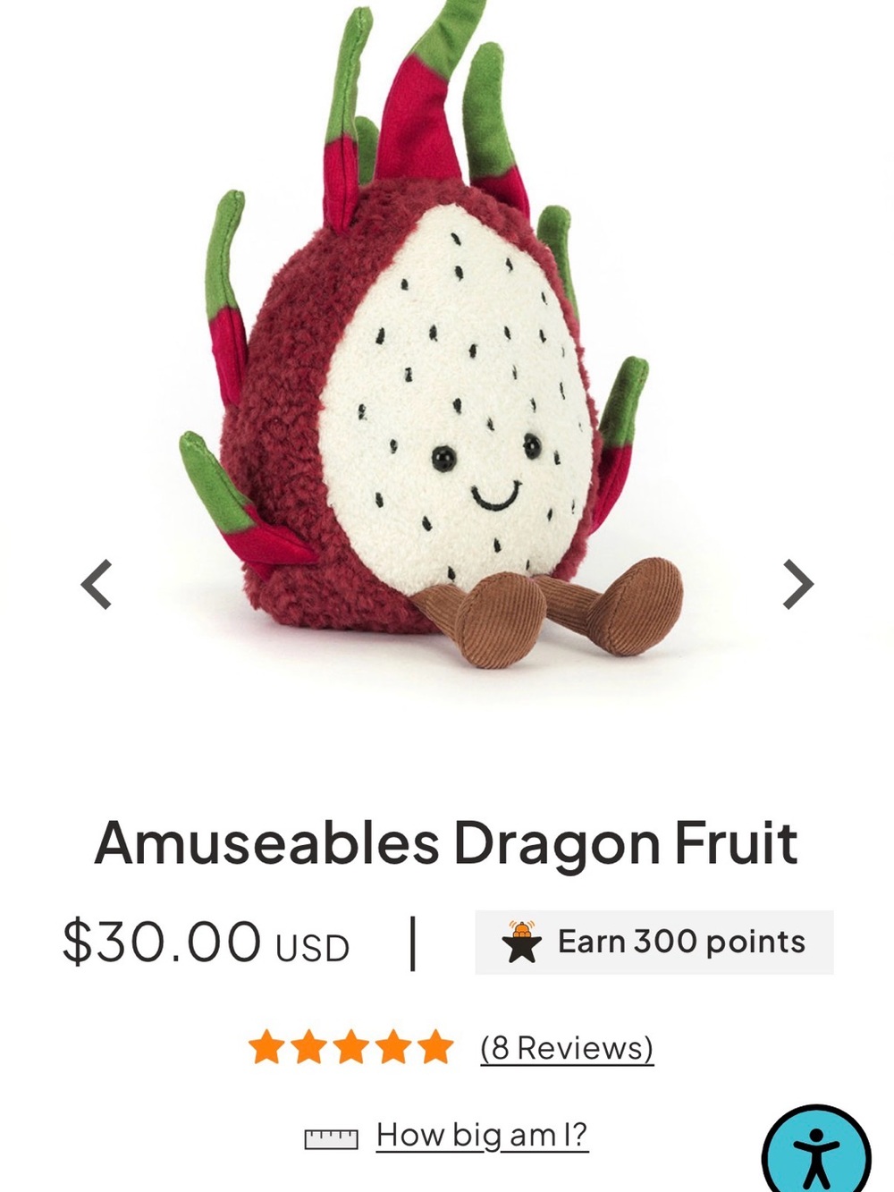OUT OF STOCK Jellycat Dragon Fruit Plush Toy - Red & White